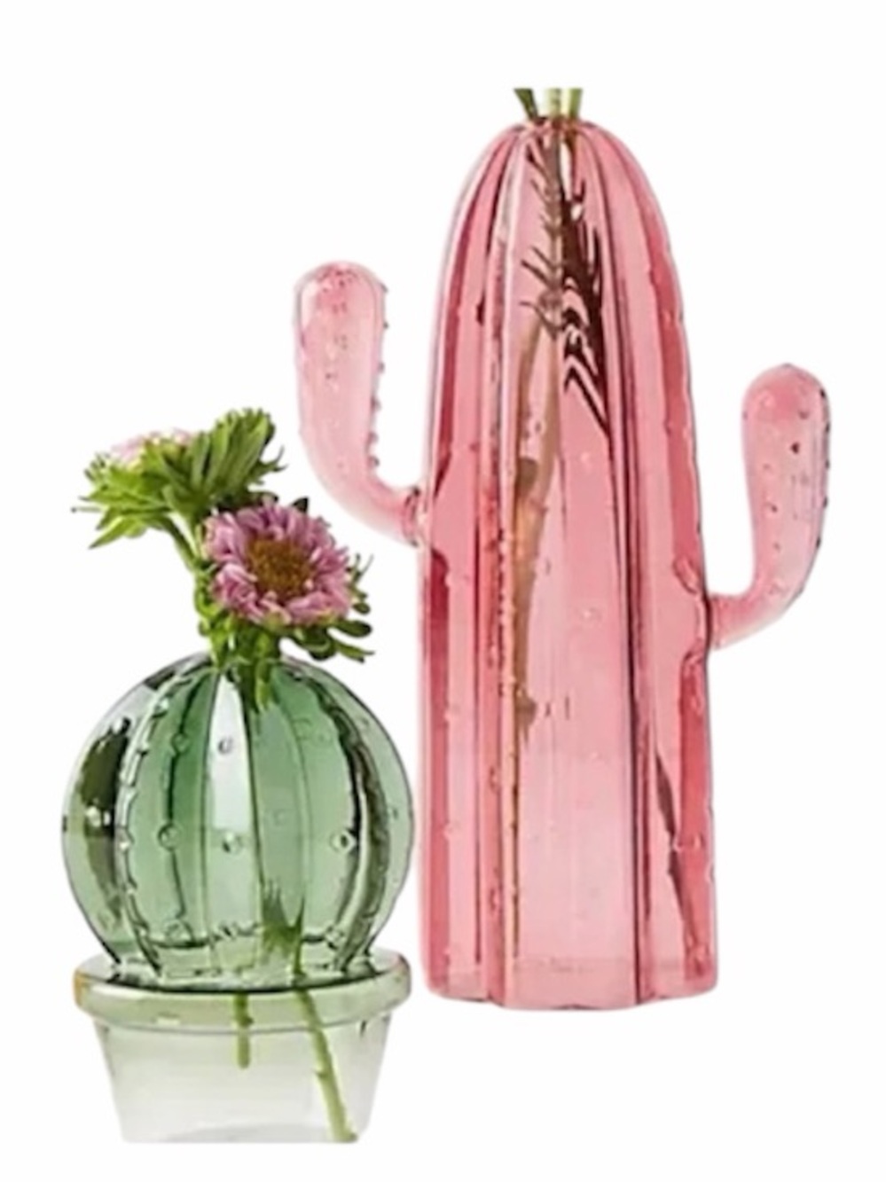 NWOT Anthropologie Pink Hand Blown Glass Cactus Bud Vase